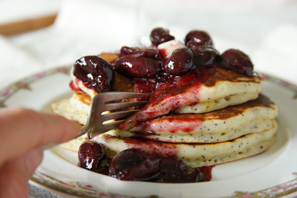 Pancakes Cherry Compote