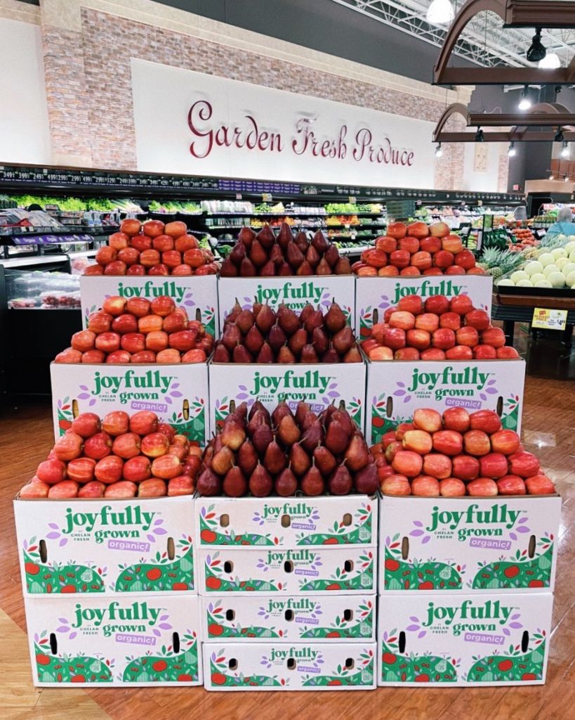 Joyfully Grown Organic Apples and Pears Display at Henning's Market in Harleysville, PA